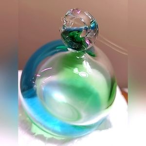 Art Glass Christmas Tree Ornament Holiday Swirl 4.5" Diameter